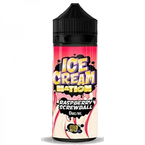 Ice Cream Nation Raspberry Screwball 0mg 100ml Short Fill