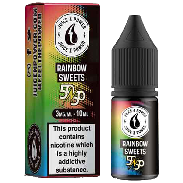 Juice N' Power 50:50 Rainbow Sweet 10ml E-Liqu...