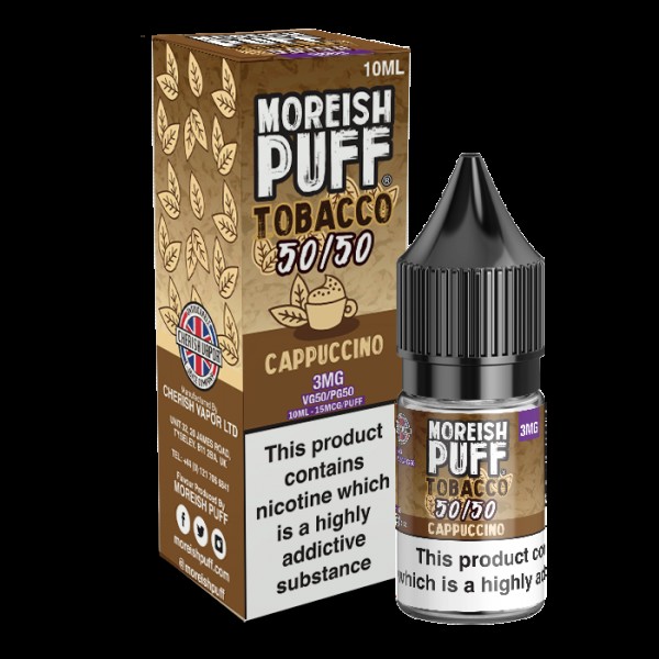 Moreish Puff Tobacco 50/50: Cappuccino Tobacco 10ml E-Liquid