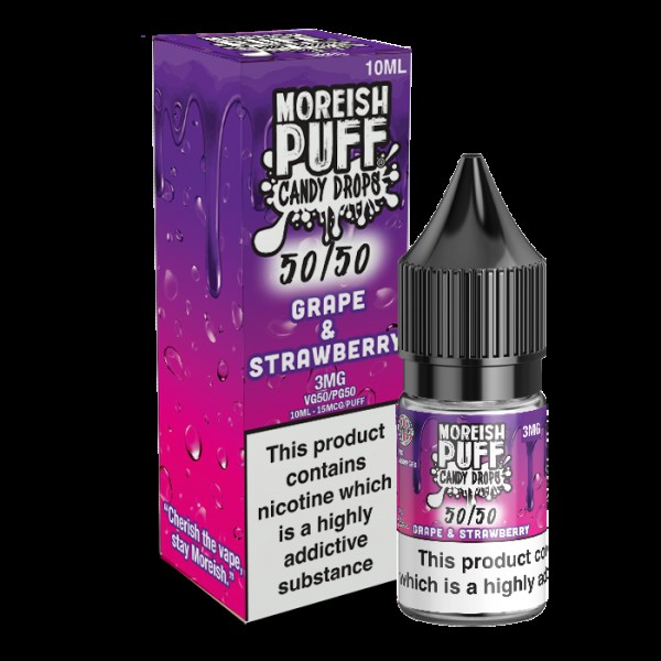 Moreish Puff Candy Drops 50/50: Grape and Strawberry Candy Drops 10ml E-Liquid