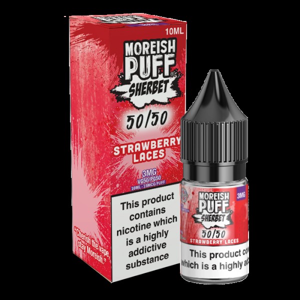 Moreish Puff Sherbet 50/50: Strawberry Laces Sherbet 10ml E-Liquid