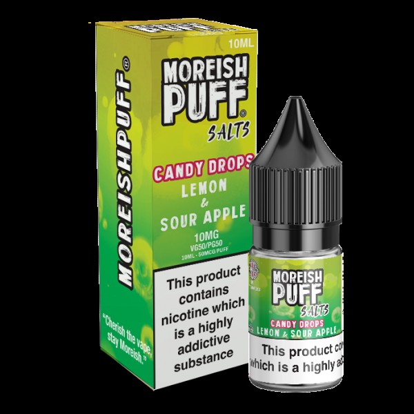 Moreish Puff Salts Lemon & Sour Apple Candy Drops 10ml Nic Salt