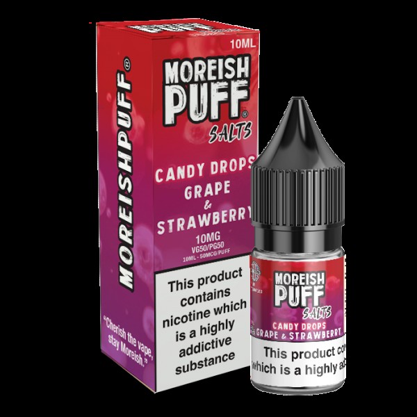 Moreish Puff Salts Grape & Strawberry Candy Drops 10ml Nic Salt