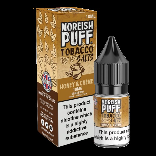 Moreish Puff Salts Honey and Cream Tobacco 10ml Nic Salt