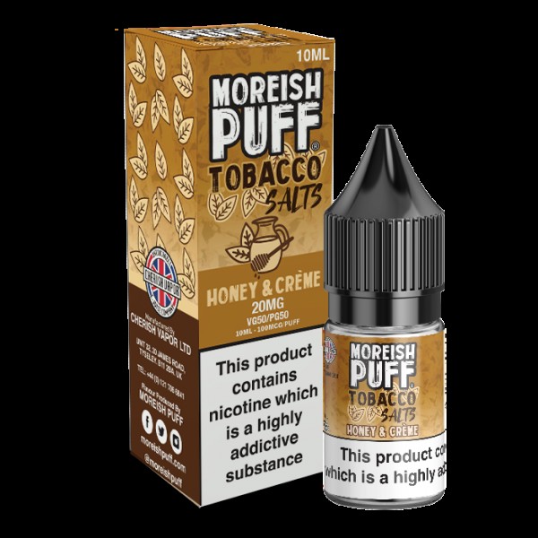 Moreish Puff Salts Honey and Cream Tobacco 10ml Nic Salt